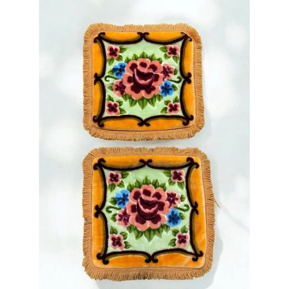 Retro floral plush throw pillow covers 18